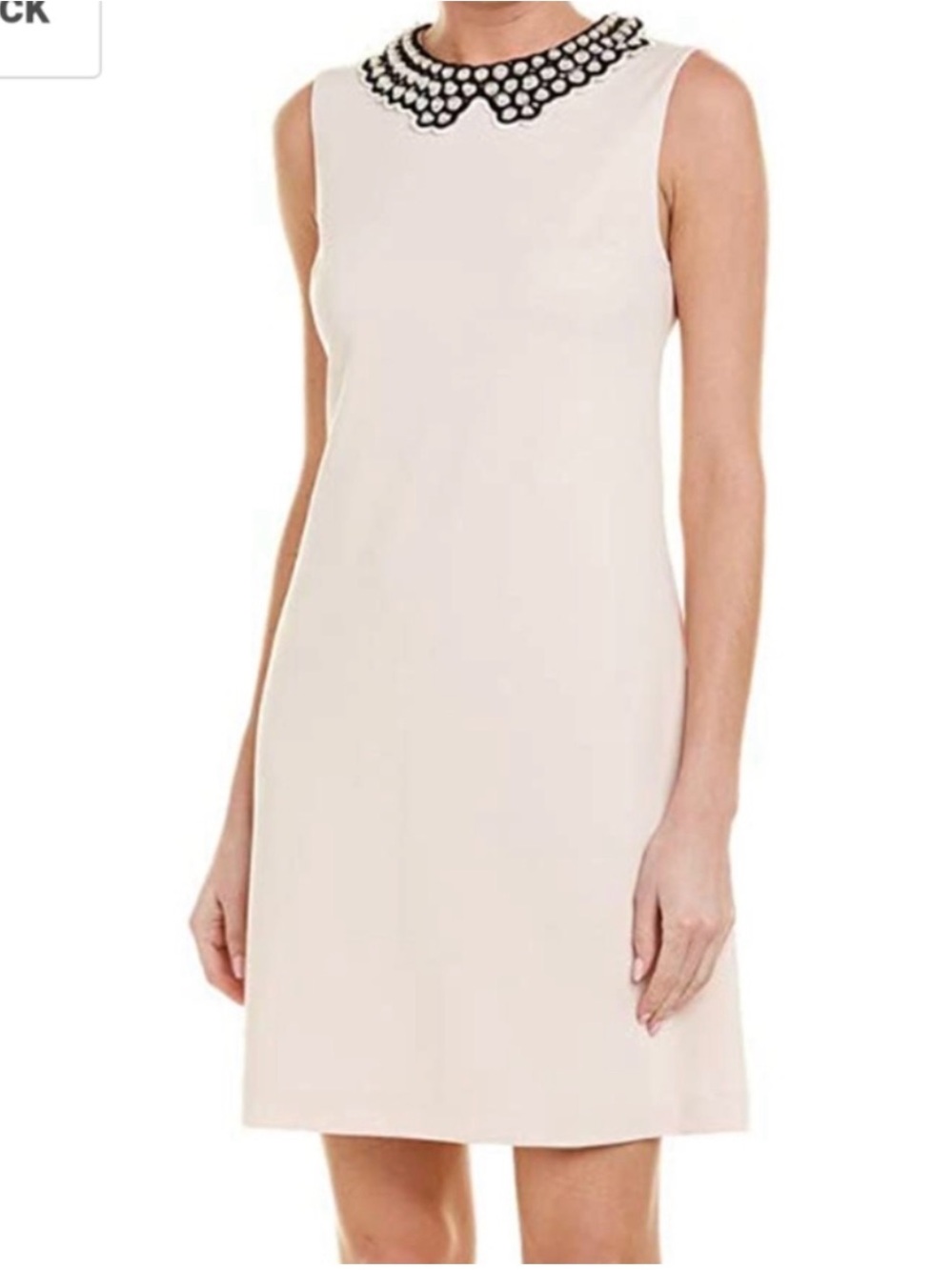 Betsey Johnson Blush Pink Shift Dress with Black Beaded Collar